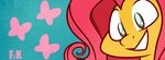  2015 banner blue_eyes equine female fluttershy_(mlp) fluttershythekind friendship_is_magic hair looking_at_viewer mammal my_little_pony pink_hair smile solo 