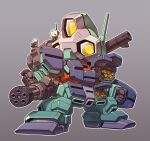  after_war_gundam_x armor chibi clenched_hand commentary_request daughtress full_armor full_body gatling_gun gundam mecha mecha_focus missile mobile_suit no_humans radio_antenna redesign robot science_fiction sd_gundam shoulder_cannon solo standing susagane 