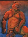  anthro balls bear dbruin erection humanoid_penis looking_at_viewer male mammal marker_(artwork) moobs nipples nude overweight penis sheath solo traditional_media_(artwork) 