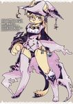  blonde_hair boots canine clothing dog female footwear fur hair hat japanese_text kemono magic_user mammal purple_eyes text translation_request witch witch_hat yellow_fur 黒井もやもや 