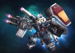  absurdres aiming beam_cannon chibi chinese_commentary commentary_request double_beam_cannon full_armor_gundam full_body glowing glowing_eyes gundam gundam_thunderbolt highres making-of_available mecha mecha_focus missile_pod mobile_suit nebula no_humans outstretched_arms radio_antenna robot science_fiction sd_gundam shield shoulder_cannon solo space star_(sky) thrusters v-fin yellow_eyes zakuma 