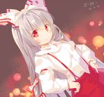  bad_id bad_pixiv_id bow fujiwara_no_mokou hair_bow hands_on_hips lowres pf red_eyes solo suspenders touhou white_hair 