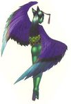  1girl ass butt female green_skin gu_huo_niao looking_back megami_tensei monster_girl official_art shin_megami_tensei simple_background solo wings 
