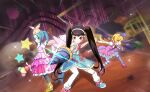  3d 3girls angel_wings animal_bag animal_print aqua_hair aqua_pantyhose aqua_shoes aqua_skirt arm_warmers artist_request back_bow backpack bag bandaid bandaid_on_knee bandaid_on_leg bare_arms bat_wings bird black_hair black_pantyhose blonde_hair boots bow bow_hairband bowtie brooch card_commentary checkered_bow checkered_clothes checkered_hat choker closed_mouth collar commentary cross-laced_clothes cross-laced_dress detached_collar determined donut dot_nose dress dress_bow drill dutch_angle emphasis_lines expressionless eyes_visible_through_hair fake_wings fighting_stance food food-themed_choker footwear_bow frilled_dress frilled_skirt frilled_wrist_cuffs frills full_body game_cg green_eyes hachikuji_mayoi hair_bow hair_ornament hairband hairclip happy hat hat_bow high-waist_skirt high_collar high_heels highres holding holding_wand jewelry knees large_bag leaning_forward light_blush light_frown light_particles long_hair loose_thighhigh magical_girl mahou_shoujo_madoka_magica mahou_shoujo_madoka_magica_magia_exedra mary_janes medium_dress medium_skirt mini_hat mini_wings monogatari_(series) multiple_girls official_art ononoki_yotsugi open_mouth orange_bow orange_hat oshino_shinobu pantyhose petticoat pink_bag pink_bow pink_dress pink_wrist_cuffs pleated_dress pleated_skirt polka_dot polka_dot_dress print_skirt puffy_short_sleeves puffy_sleeves pumps purple_bow purple_bowtie purple_choker purple_hairband purple_pantyhose purple_wings rabbit_print red_bow red_bowtie red_eyes red_shoes ribbon roller_coaster rubber_boots sand shirt shoes short_sleeves sidelocks skirt skirt_bow sleeveless sleeveless_dress sparkle square_neckline standing star_(symbol) star_hair_ornament straight_hair striped_clothes striped_pantyhose suspender_skirt suspenders tareme thick_eyebrows thighhighs third-party_source twintails two-tone_pantyhose unworn_dress very_long_hair wand white_arm_warmers white_collar white_hairband white_ribbon white_shirt white_sleeves white_thighhighs white_wings winged_boots wings witch's_labyrinth wrist_bow wrist_cuffs yellow_boots yellow_eyes 