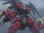 after_war_gundam_x claw_(weapon) clenched_hand commentary_request feet_out_of_frame green_eyes gundam gundam_virsago_chest_break highres hizumi_ms legs_apart mecha mecha_focus mechanical_wings mobile_suit no_humans open_hand robot science_fiction solo standing thrusters v-fin weapon wings 