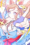 +_+ 1girl almond_eye_(the_changer)_(umamusume) almond_eye_(umamusume) animal_ears blue_eyes blue_gloves blush bow_hairband braid braided_sidelocks breasts brown_hair checkered_collar closed_mouth colored_inner_hair commentary_request detached_sleeves dress fingerless_gloves gloves hair_ornament hairband hairclip horse_ears horse_girl horse_tail long_hair looking_at_viewer medium_breasts multicolored_hair red_button sameyan sidelocks smile solo symbol-shaped_pupils tail umamusume white_hairband x-shaped_pupils 