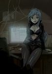  1girl artist_request blue_hair computer female kinosaki looking_at_viewer md5_mismatch nemissa solo soul_hackers wide_hips 