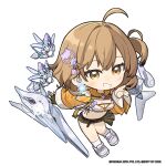 1girl ahoge anis_(nikke) anis_(star)_(nikke) belt breasts brown_eyes brown_hair cat_hair_ornament cleavage clothing_cutout commentary crossed_bangs english_commentary fingerless_gloves full_body gloves goddess_of_victory:_nikke grin hair_intakes hair_ornament highres leaning_forward long_sleeves looking_at_viewer medium_breasts medium_hair navel no_nose official_alternate_costume official_art puffy_long_sleeves puffy_sleeves shoes shoulder_cutout shrug_(clothing) sideboob single_glove smile sneakers solo star-shaped_pupils star_(symbol) symbol-shaped_pupils thighs totatokeke white_shoes 