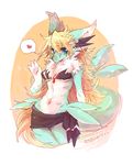  blonde_hair blue_eyes breasts dragon female fur hair kemono long_hair open_mouth pipisan solo white_fur 