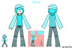  banron banron_(colorminibus) character colorminibus cyan cyan_hair cyan_mouth dandi dark_cyan_eye dark_cyan_pants highres hoa_nguyen ripoff shirt 