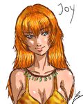  arms_behind_back bikini_top borockman breasts character_name cleavage jewelry joy_(shenmue) large_breasts lips long_hair necklace orange_hair shenmue shenmue_ii smile solo upper_body 