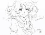  blush clenched_hands commentary_request dated greyscale hibike!_euphonium highres monochrome oumae_kumiko potekite solo tears translated 