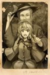  1girl beard facial_hair father_and_daughter hat hinami_(hinatamizu) karl_robert_eduard_von_hartmann komeiji_koishi namesake old_man photo_(object) real_life sepia smile touhou translated 