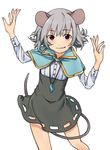  animal_ears capelet gem grey_hair grin jewelry long_sleeves mouse_ears mouse_tail nazrin neckerchief pendant red_eyes see-through shirt skirt smile solo tail touhou toujou_(toujou_ramen) 