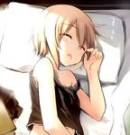  closed_eyes drooling erica_hartmann lowres lying on_side pillow short_hair sleeping solo strike_witches tank_top tsuchii_(ramakifrau) world_witches_series 