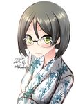  bad_id bad_pixiv_id black_hair glasses highres japanese_clothes kantai_collection kirishima_(kantai_collection) nekobaka short_hair solo 