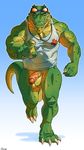  anthro balls barazoku barefoot bottomless clothed clothing crocodile digital_media_(artwork) eyewear front_view half-dressed half-erect humanoid_penis league_of_legends lifeguard looking_at_viewer male muscles nipple_bulge partially_retracted_foreskin penis pointing pointing_at_viewer renekton reptile rossciaco running saggy_balls scalie sharp_teeth shirt signature solo sunglasses sunglasses_on_head tank_top teeth vein veiny_penis video_games whistle 