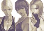  3girls breasts christie_(doa) cleavage dead_or_alive dead_or_alive_5 gloves kasumi_(doa) large_breasts leaf98k long_hair monochrome multiple_girls necklace short_hair tecmo tina_armstrong 