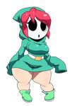  female hair hood mario_bros mask nintendo pink_hair shygirl shyguy solo thick_thighs unknown_artist video_games wide_hips 