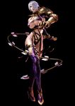  blue_eyes breasts cleavage gauntlet high_heels huge_breasts isabella_valentine lips looking_at_viewer official_art simple_background soul_calibur sword weapon whip white_hair 