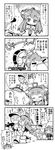  !? &gt;_&lt; +++ /\/\/\ 1boy 1girl 4koma :d ^_^ admiral_(kantai_collection) ahoge bare_shoulders carrying closed_eyes comic commentary_request detached_sleeves double_bun flying_sweatdrops greyscale hat headgear heart heart_ahoge herada_mitsuru highres kantai_collection kongou_(kantai_collection) long_hair military military_uniform monochrome nontraditional_miko open_mouth peaked_cap princess_carry smile tears translated uniform wide_sleeves 