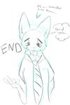  anthro canine comic depression dialogue disney english_text fox front_view male mammal necktie nick_wilde sad sketch text the_end thought_bubble torinsangel zootopia 