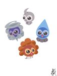  :d :o absurdres castform castform_(normal) castform_(rainy) castform_(snowy) castform_(sunny) chibi chibi_only closed_mouth commentary_request full_body highres no_humans open_mouth pokemon pokemon_(creature) pokemon_focus signature simple_background smile t_tsudaka white_background 