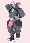  absurd_res anthro armpit_hair big_bulge big_penis bluesh body_hair bulge clothed clothing detailed_bulge ear_piercing ear_ring facial_horn front_view genital_outline genitals grey_body grey_skin hair hand_on_hip harness hi_res horn male mammal musclegut muscular muscular_anthro muscular_male nipple_piercing nipple_ring nipples nose_horn penis penis_outline piercing rhinoceros ring_piercing seductive solo underwear underwear_only white_hair 