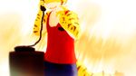  anthro clothing feline fingers fur mammal morenatsu phone plain_background smile tiger torahiko_ooshima 