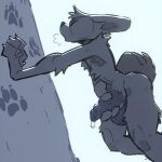 1:1 2026 4_fingers animated anthro arm_tuft balls bodily_fluids breath canid canine cheek_tuft chest_tuft claws cute_fangs ears_back elbow_tuft erection eyes_closed facial_tuft fangs finger_claws fingers footprint foreskin fur genital_fluids genitals grey_body grey_fur head_tuft humanoid_genitalia humanoid_penis leaking leaking_precum leaning_on_wall male mammal masturbation nude nude_anthro nude_male open_mouth pawprint penis pivoted_ears potvoheu2 precum shoulder_tuft solo standing stroking_penis tail tail_motion tailwag teeth tuft vein veiny_penis