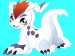  blush claws digimon fangs female feral gomamon long_ears looking_back mammal mohawk open_mouth pussy ragujuka raised_tail seal slit solo 