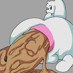 1:1 anthro dot_eyes excessive_feces feces hyper hyper_feces lagomorph leporid looking_at_feces looking_back male mammal pooping pooping_on_floor rabbit simple_background simple_eyes sitting sitting_on_ground solo swirlspicysoup white_body