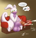 anthro balls big_balls big_penis blush bodily_fluids cum cum_drip cum_on_ground cumshot curled_ears curled_tail dialogue dragon drain_scat dripping ejaculation furniture generation_6_pokemon genital_fluids genitals glans goodra hi_res holding_penis humanoid_genitalia humanoid_penis leaking_precum looking_up male masturbation multicolored_body mythological_creature mythological_scalie mythology nintendo on_sofa orgasm orgasm_face penile penile_masturbation penis pokemon pokemon_(species) precum precum_drip purple_body scalie simple_background sitting sitting_on_sofa sofa solo speech_bubble sweat tail talking_to_viewer thick_penis two_tone_body vein veiny_penis