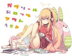  animal_ears bad_id bad_twitter_id barefoot blonde_hair bunny bunny_ears computer copyright_name cross feet full_body gabriel_dropout halo headphones jacket jewelry laptop long_hair naked_track_jacket necklace official_art shoes sitting sneakers sock_dangle socks socks_removed solo sportswear stuffed_animal stuffed_toy tenma_gabriel_white toy track_jacket translated ukami very_long_hair 