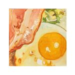  bacon egg_(food) food food_focus fried_egg meat neco_su1tai no_humans original painting_(medium) traditional_media watercolor_(medium) 