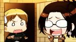  1girl animated animated_gif blush brown_hair chibi goggles hange_zoe happy saliva shingeki_no_kyojin yuupon 