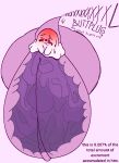 anthro apologeist_(helloimfurry) belly big_belly big_butt bloated blush blushing_profusely bodily_fluids butt english_text feces ghost holding_in_feces huge_belly huge_butt hyper hyper_belly hyper_butt implied_scat male purple_body simple_background solo spirit sweat swirlspicysoup text white_head x-ray_view