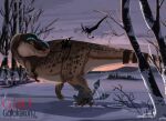 3_fingers 3_toes 4_toes anthro avali avian blue_body blue_feathers blue_scales brown_body brown_scales claws dinosaur duo feathers feet feral finger_claws fingers gart_galaktikon grey_body grey_feathers happy hi_res hug hugging_leg larger_feral larger_male larger_nude male male_anthro male_feral nude nude_anthro nude_male orange_sclera outside pawpads prehistoric_species purple_pawpads reptile saurischian scales scalie sebaensah size_difference smaller_anthro smaller_male smaller_nude snow sunset tail tail_motion tailwag tan_body tan_scales terraqu theropod toe_claws toes tyrannosaurid tyrannosauroid tyrannosaurus tyrannosaurus_rex white_claws winter