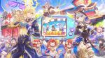  2boys 6+girls animal_ear_fluff animal_ears antenna_hair arms_up asymmetrical_dual_wielding black_gloves black_hair black_jacket black_leotard black_skirt blade_(honkai:_star_rail) blonde_hair blue_eyes blue_jacket boots breasts castorice_(gossamer_flutter)_(honkai:_star_rail) castorice_(honkai:_star_rail) cat_ears cipher_(honkai:_star_rail) closed_eyes commentary controller cowboy_shot cracked_skin csyday dan_heng_(honkai:_star_rail) dan_heng_(hunt)_(honkai:_star_rail) dan_heng_(woof_woof_dan)_(honkai:_star_rail) detached_sleeves dress dual_wielding ears_through_hood english_commentary evanescia_(honkai:_star_rail) feixiao_(honkai:_star_rail) fingerless_gloves fox_girl game_controller glasses gloves glowstick gold_boots grey_hair hair_between_eyes halo halo_behind_head highres himeko_(himekat)_(honkai:_star_rail) himeko_(honkai:_star_rail) holding holding_controller holding_game_controller holding_glowstick holding_sword holding_weapon honkai:_star_rail honkai_(series) hooded_leotard jacket leotard march_7th_(honkai:_star_rail) march_7th_(march_bunny)_(honkai:_star_rail) march_7th_(preservation)_(honkai:_star_rail) mask mask_on_head material_growth medium_breasts moon mortenax_blade_(honkai:_star_rail) multiple_boys multiple_girls nihilux_(honkai:_star_rail) official_alternate_costume outdoors outstretched_arms pearl_(honkai:_star_rail) phainon_(honkai:_star_rail) phainon_(khaslana)_(honkai:_star_rail) pink_hair playing_games playing_video_games pointy_ears purple_dress purple_hair raccoon_mask red_hair shirt short_hair short_hair_with_long_locks siblings silver_wolf_(honkai:_star_rail) silver_wolf_(lv.999)_(honkai:_star_rail) sisters skirt spiked_halo stelle_(honkai:_star_rail) supplicant_mask sword thigh_boots thigh_strap through_medium through_screen tongue tongue_out trailblazer_(baseball_raccoon)_(honkai:_star_rail) trailblazer_(honkai:_star_rail) train trianne_(honkai:_star_rail) tribbie_(honkai:_star_rail) trinnon_(honkai:_star_rail) triplets weapon welt_yang welt_yang_(fluffy) white_dress white_shirt yellow_eyes yellow_halo 