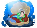 abs alpha_channel anthro aquatic bed bivalve_shell blue_body blue_eyes blue_scales blue_tail border bra breasts brown_hair canid canine canis cleavage clothed clothing consoling_another duo female fur furniture glistening glistening_body glistening_scales glistening_tail green_body green_bra green_clothing green_eyes green_scales green_tail green_underwear grey_body grey_fur hair hand_on_head heart_symbol hi_res hug humanoid_merfolk light light_beam light_body light_skin male male/female mammal merfolk mollusk_shell muscular muscular_male nyra_(rikuthemermage) on_bed riku_(rikuthemermage) roxlyde scales seashell_bed seashell_bra shell split_form strapless_bra strapless_clothing strapless_underwear sunbeam sunlight tail topless topless_male transparent_border underwater underwear water white_hair wolf