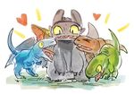  &lt;3 ambiguous_gender blue_(jurassic_world) chibi cute dinosaur dragon feral grey_scales how_to_train_your_dragon jurassic_park jurassic_world kadeart night_fury raptor scalie solo toothless 
