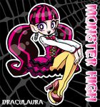  1girl artist_request draculaura earrings fang female high_heels jewelry looking_at_viewer md5_mismatch monster_high purple_eyes shiroyama_rikuta simple_background solo vampire 