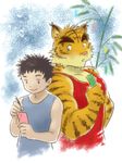  anthro big_muscles blue_eyes clothing feline fur hiroyuki human mammal morenatsu muscles note tiger torahiko_ooshima 