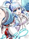  1girl absurdres blue_eyes blue_hair colored_tips earrings highres hololive hololive_indonesia jacket jewelry kobo_kanaeru long_hair long_sleeves multicolored_hair open_mouth saltnvalk serious solo two-tone_hair virtual_youtuber white_hair 