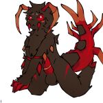 1:1 2025 antennae_(anatomy) anthro arthropod balls brown_balls brown_body brown_fur centipede claws crawlipede_(kaiju_paradise) digital_drawing_(artwork) digital_media_(artwork) erection fur genitals gootraxian kaiju_paradise male myriapod on_knee penis red_body red_eyes red_penis simple_background solo unknown_artist white_background