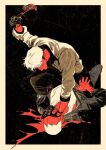  2boys atie1225 blood bomber_jacket brown_gloves claw_hammer drive_(movie) driver_(drive) gloves hammer highres holding holding_hammer jacket male_focus multiple_boys white_jacket 
