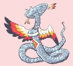 breasts busty_feral clothed clothed_feral clothing female feral jewelry reptile scalie silver_body simple_background smile smirk snake snake_hood solo winged_snake woodhouse3d