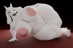 2_horns 3d_(artwork) anthro areola big_breasts blush boss_monster_(undertale) bovid breasts caprine digital_media_(artwork) female fur genitals goat hi_res horn huge_breasts lips long_ears lying mammal nipples nude on_side open_mouth overweight overweight_anthro overweight_female purple_eyes raguda solo thick_bottom_lip toriel undertale_(series) vulva white_body white_fur