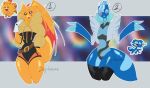 absurd_res anthro blue_body blue_hair blue_lips blue_skin brown_eyes displeasee_artist duo female fur gecko gecqua generation_10_pokemon hair hi_res humanoid keikogi lips lizard martial_arts_uniform nintendo orange_body orange_ears orange_fur orange_hair orange_tail pink_eyes pinup pokemon pokemon_(species) pombon pose reptile scalie sportswear tail wide_hips