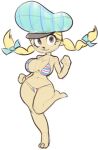 anthro beret big_breasts bikini black_eyes black_nose blonde_hair blue_bow braided_pigtails breasts cartoon_network chipmunk clothing eurotrish eyelashes feet female foster's_home_for_imaginary_friends fur ground_squirrel hair hat headgear headwear hi_res imaginary_friend looking_at_viewer mammal navel on_one_leg patreon pattern_bikini pattern_clothing pattern_swimwear plantpenetrator rodent sciurid simple_background smile solo standing swimwear tan_body tan_fur thick_thighs two-piece_swimsuit white_background wide_hips